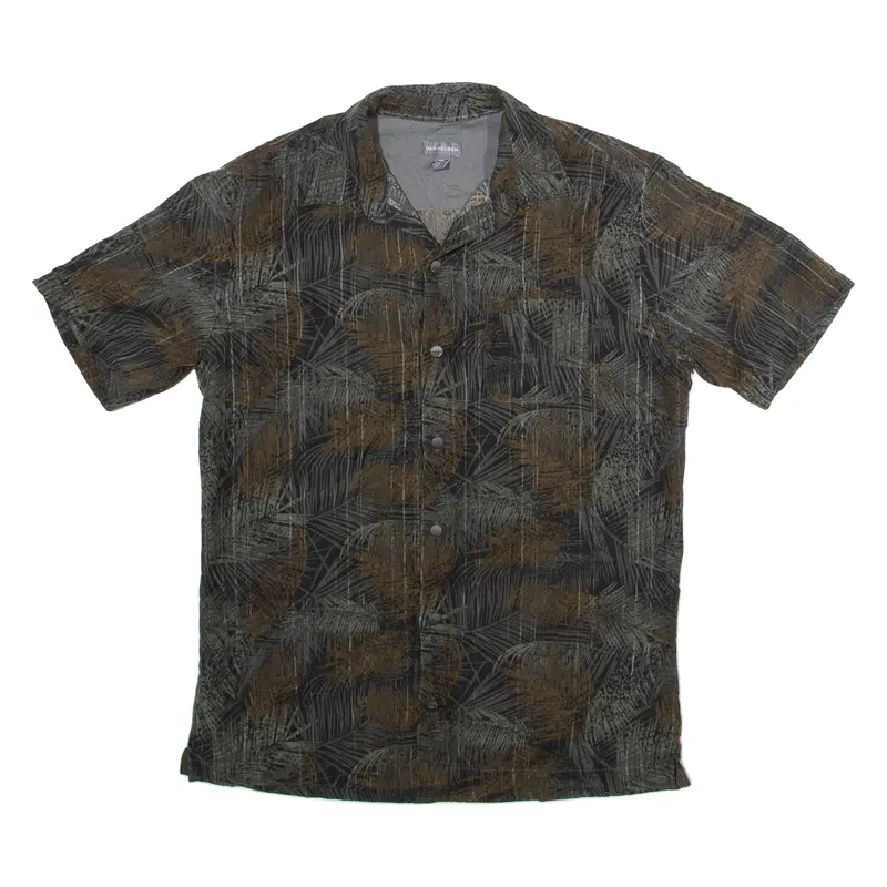 Van Heusen Mens Hawaiian Shirt Grey Floral S 1