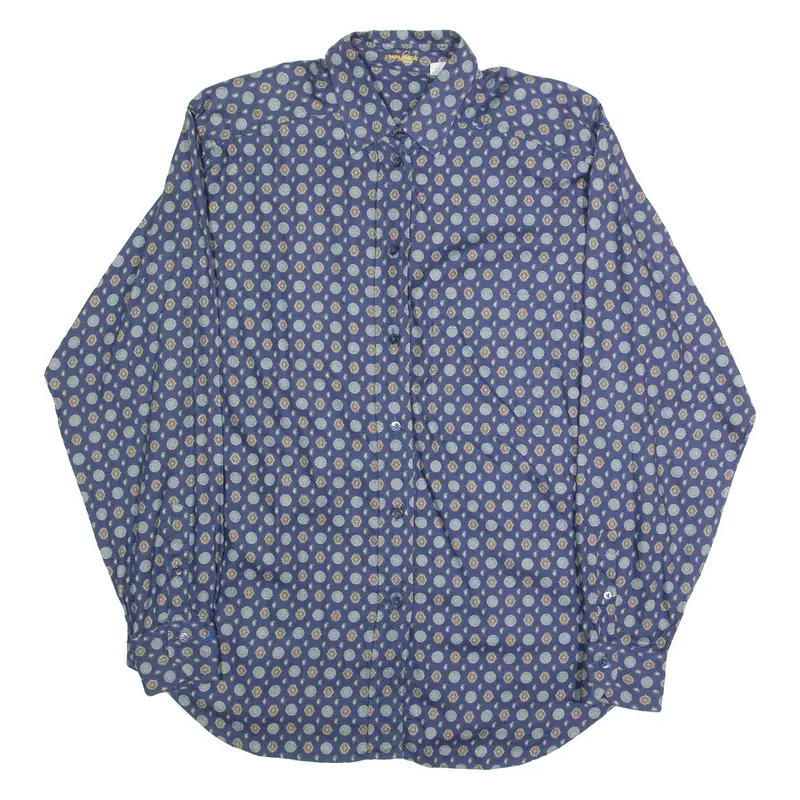 Van Lauck Mens Shirt Blue Crazy Pattern Long Sleeve L 1