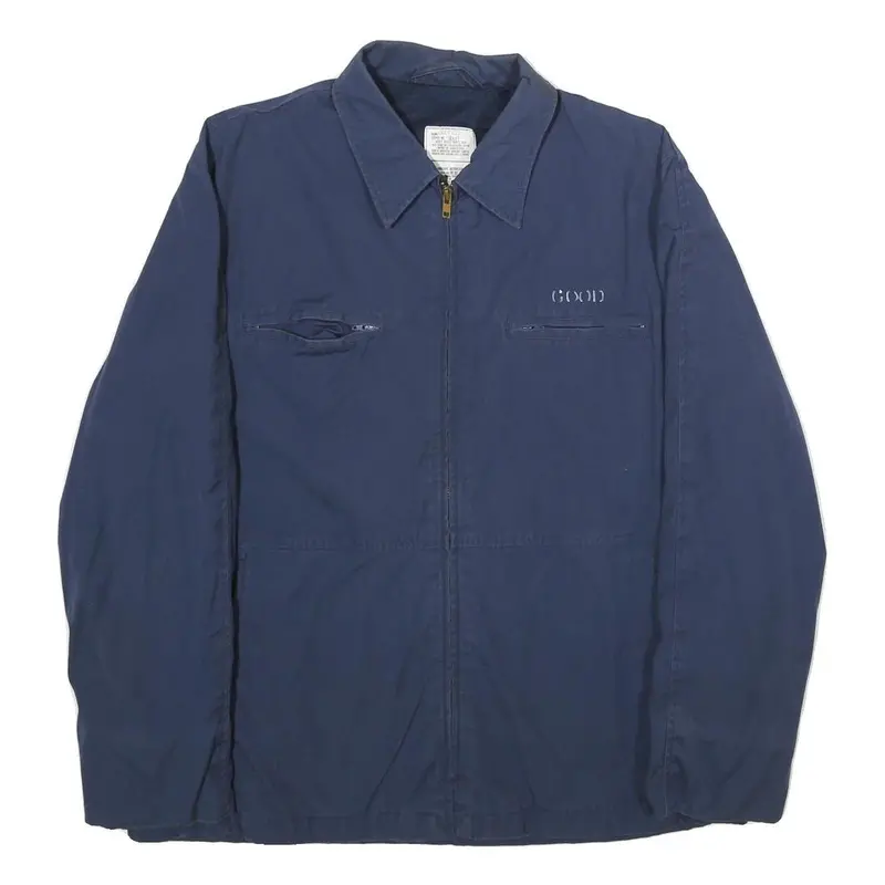 Vanderbilt Shirt Co Mens Blue Cotton Blend Zip Jacket L Good Condition Casual 1