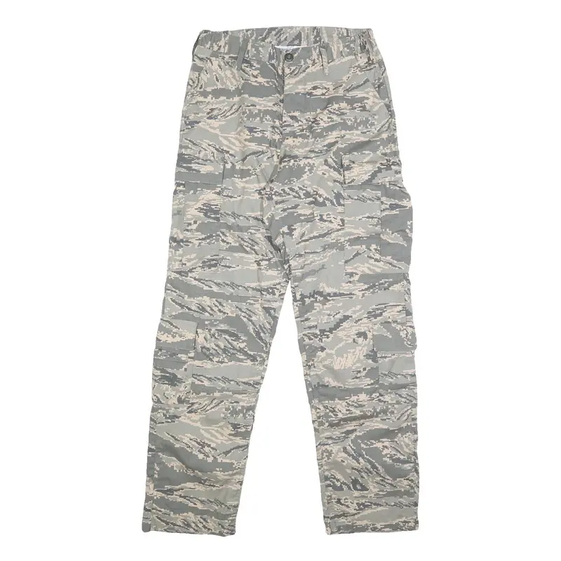 Vanguard Mens Cotton Blend Grey & Cream Camouflage Regular Fit Cargo Trousers 1