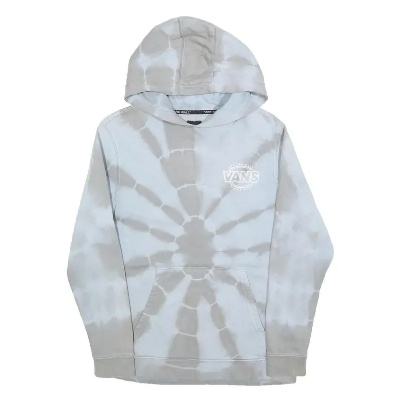 Vans Boys Blue & Grey Tie Dye Pullover Hoodie L Cotton Casual Warm 1