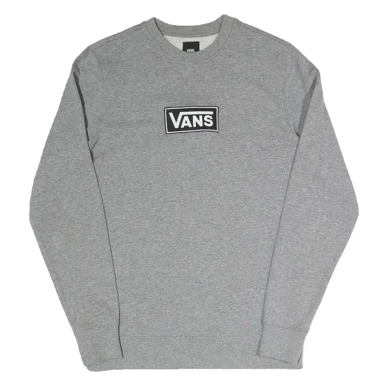 Vans Mens Grey Crew Neck Xs Cotton Blend Sweatshirt Logo Patch Casual 1