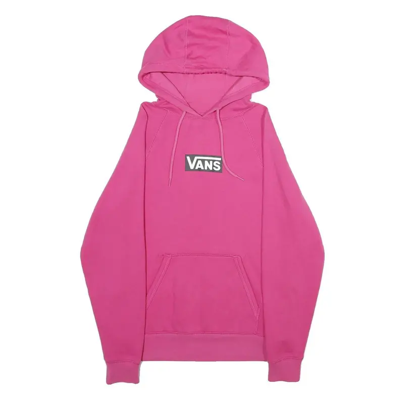 Vans Mens Pink Hoodie Xs Cotton Blend Pullover Drawstring Hood Logo Print 1