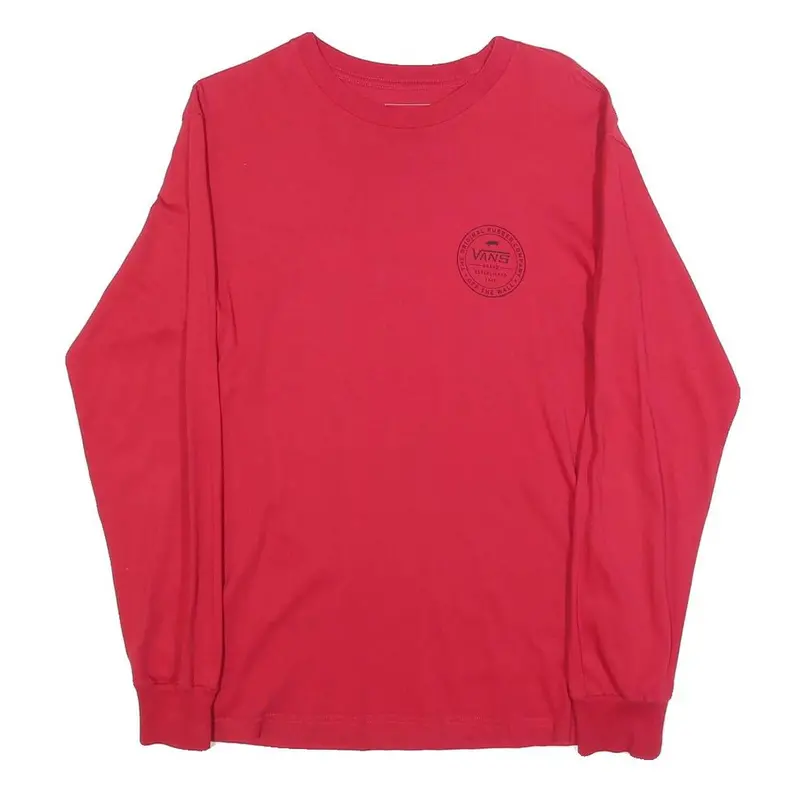 Vans Mens Red Graphic Long Sleeve Crew Neck T-Shirt S Cotton Blend 1