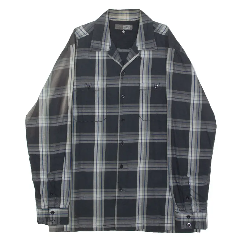 Vans Mens Shirt Black Plaid Long Sleeve S 1