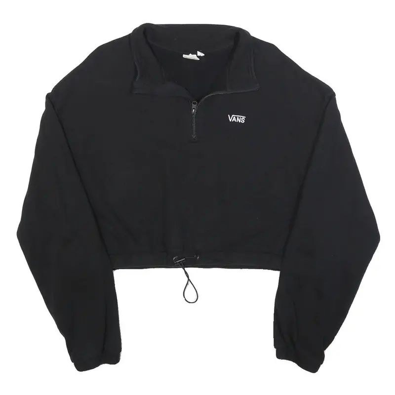 Vans Womens Black Crop Half Zip Sweatshirt Xl Casual Streetwear 1