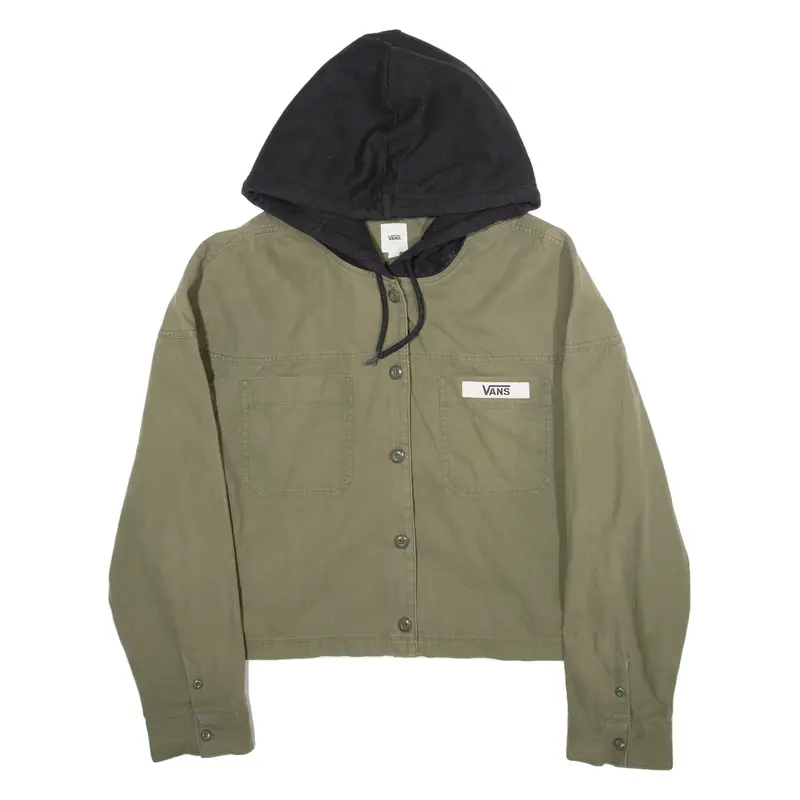Vans Womens Corduroy Jacket Green Hooded L 1