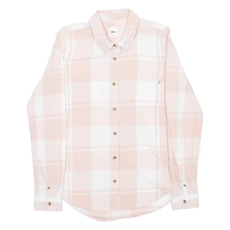 Vans Womens Shirt Pink Check Long Sleeve M 1