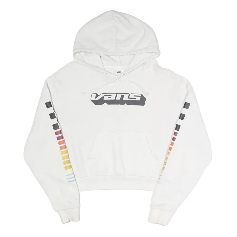 Vans Womens White Hoodie S Cotton Blend Pullover Rainbow Sleeve Print 1