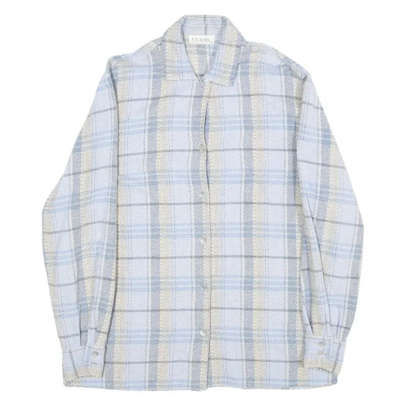 Verse Mens Flannel Shirt Blue Check Long Sleeve M 1