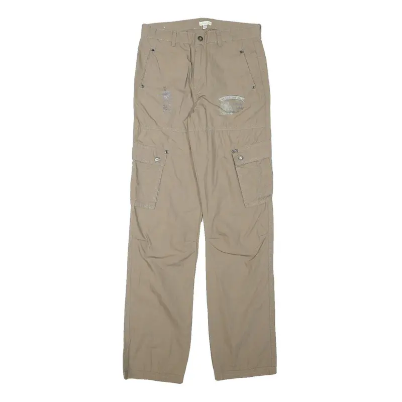 Vertbaudet Mens Cotton Blend Beige Casual Regular Fit Cargo Trousers W26 L31 1