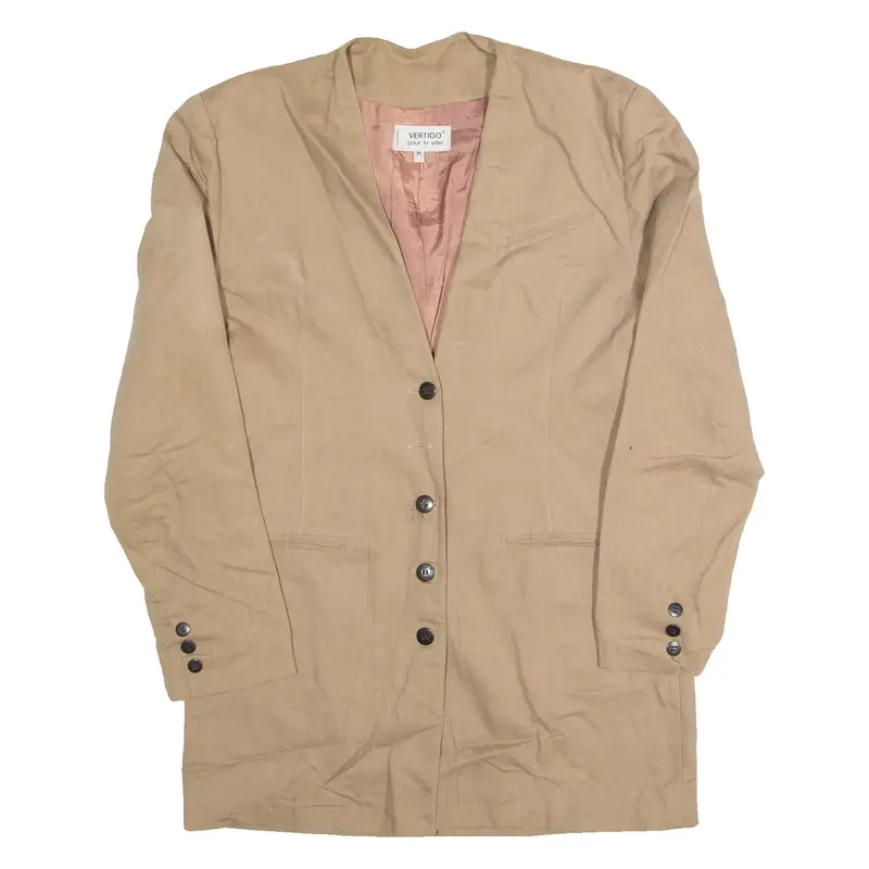 Vertigo Womens Blazer Jacket Brown Linen 90S S 1