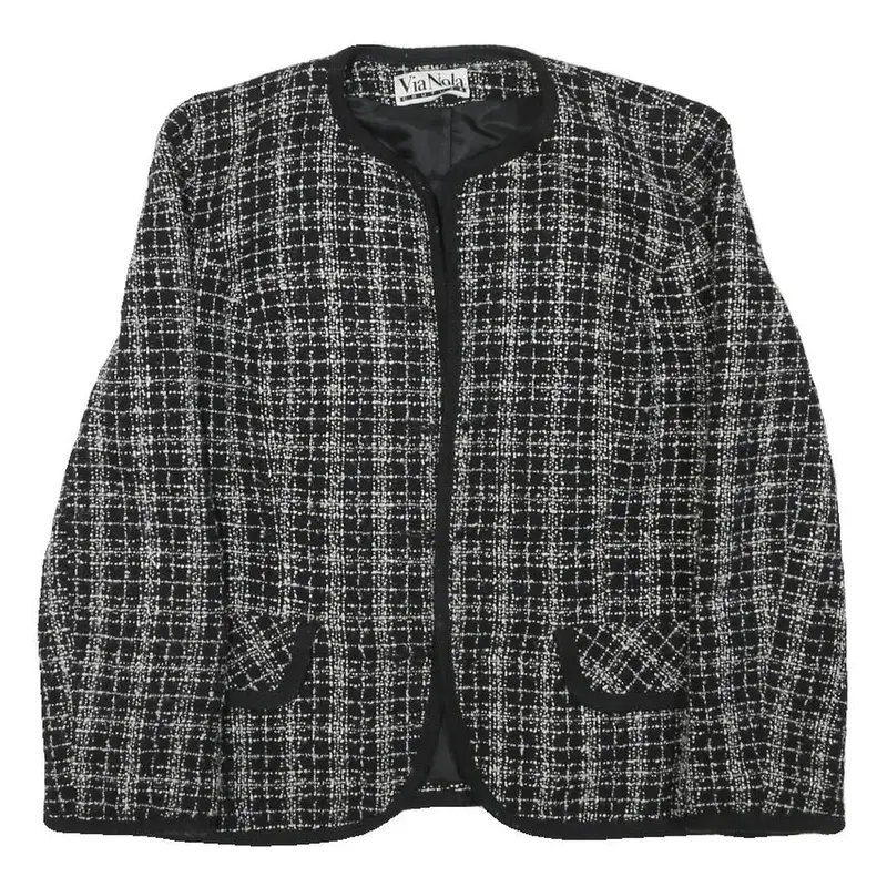 Via Nola Womens Black & White Tweed Jacket S Cotton Blend Classic Style 1
