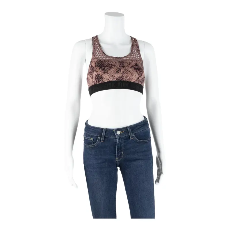 Victoria's Secret Pink Womens Sports Vest Pink Sleeveless Animal Print S 1