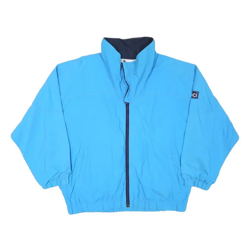 Vinci Mens Blue Light Blue Zip Jacket L Polyester Blend Plain Casual Outdoor 1