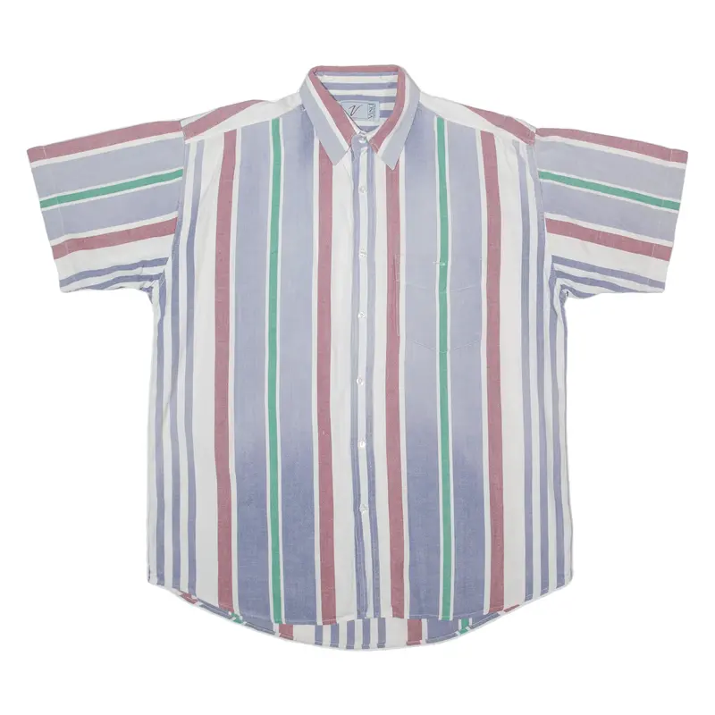 Vinci Mens Shirt Blue Striped L 1