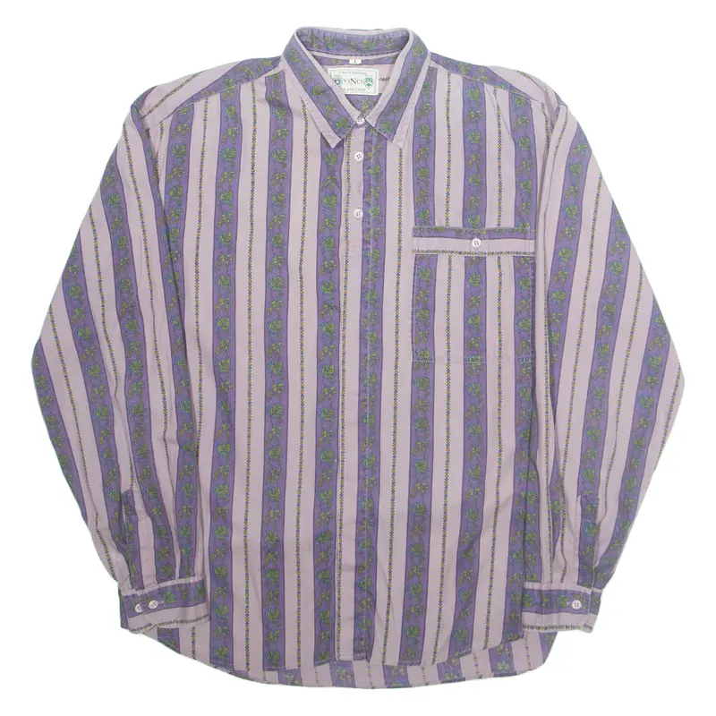 Vinci Mens Shirt Purple Striped Long Sleeve L 1