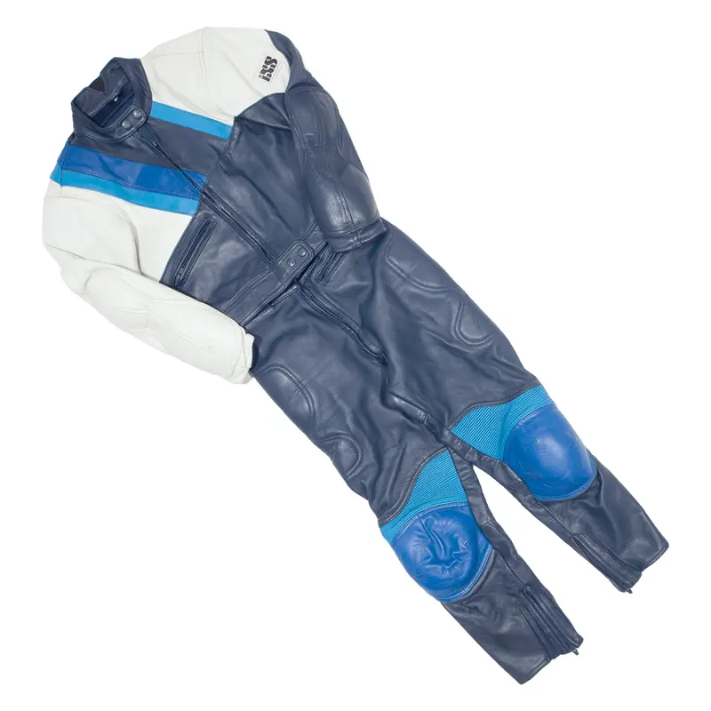 Vintage Ixs Padded Motorcycle Biker Womens Overalls Blue Slim Leather 90S Colourblock Xs W22 L23 1