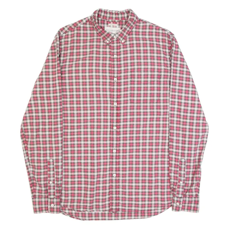 Vintage Ralph Lauren Denim & Supply Mens Shirt Red 90S Check Long Sleeve L 1