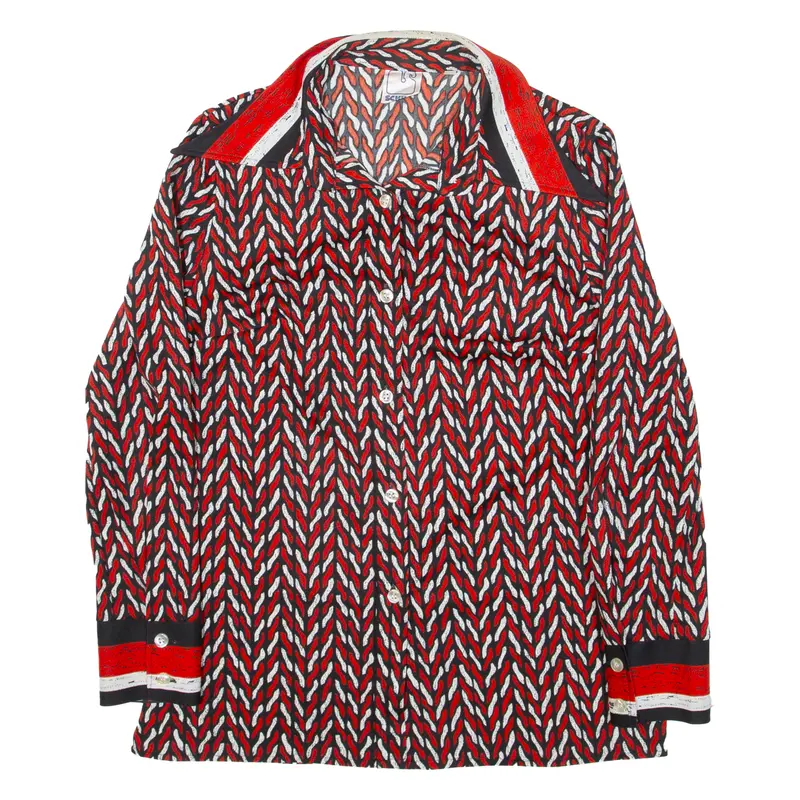 Vintage Schild Womens Shirt Red 90S Geometric Long Sleeve L 1