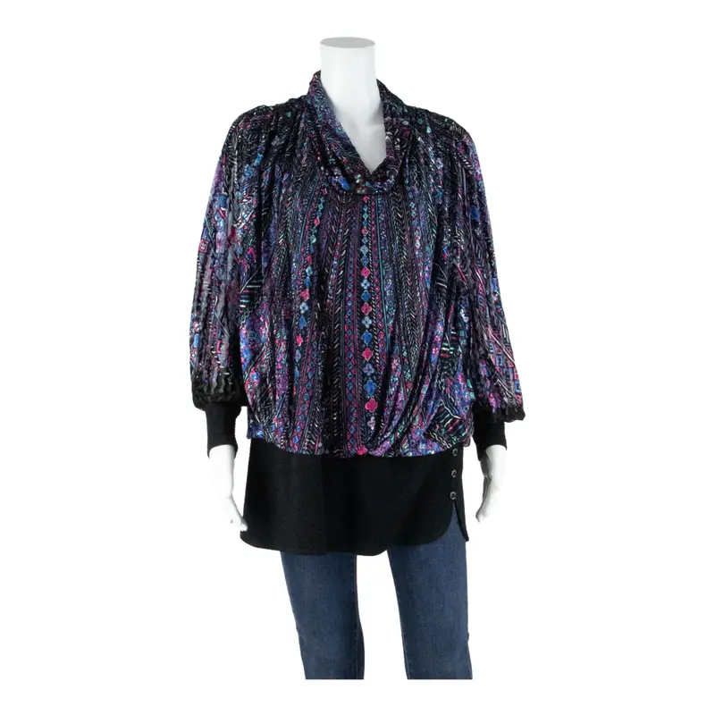Virginie Womens Printed Top Pink Long Sleeve Striped L 1