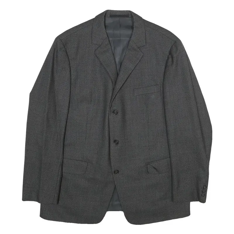 Viscount Mens Grey Wool Classic Button Jacket L Woven Tailored Formal 1