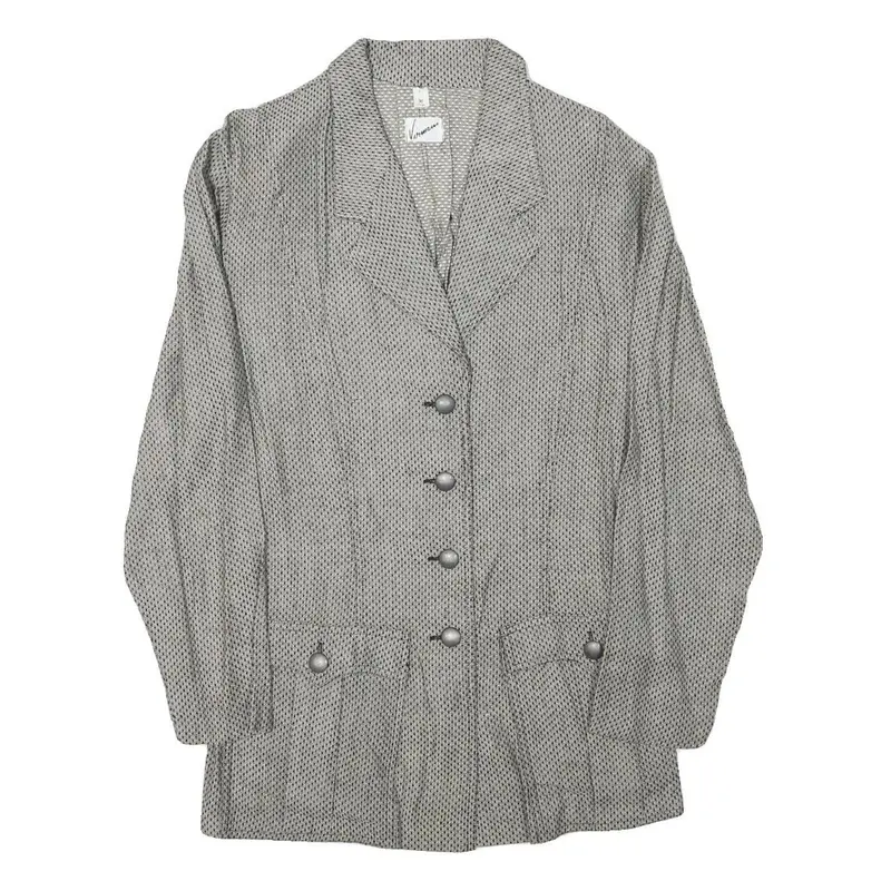 Vitamin Mens Grey Linen Blend Jacket S Button Plain Lightweight Stylish Vintage 1