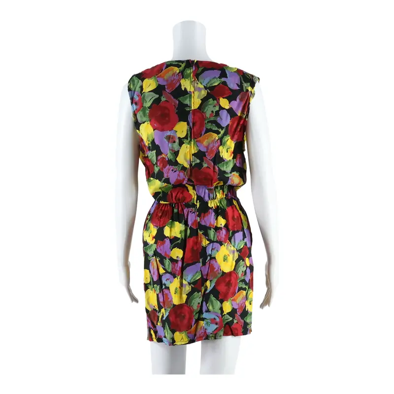 Vittoria Verani Womens Wrap Dress Black Floral Sleeveless Short Uk 10 2