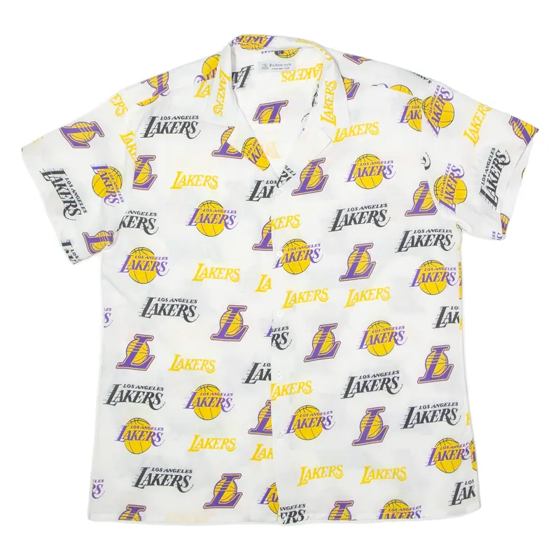 Vogue Men's Club Los Angeles Lakers Mens Shirt White 90S Crazy Pattern Xl 1