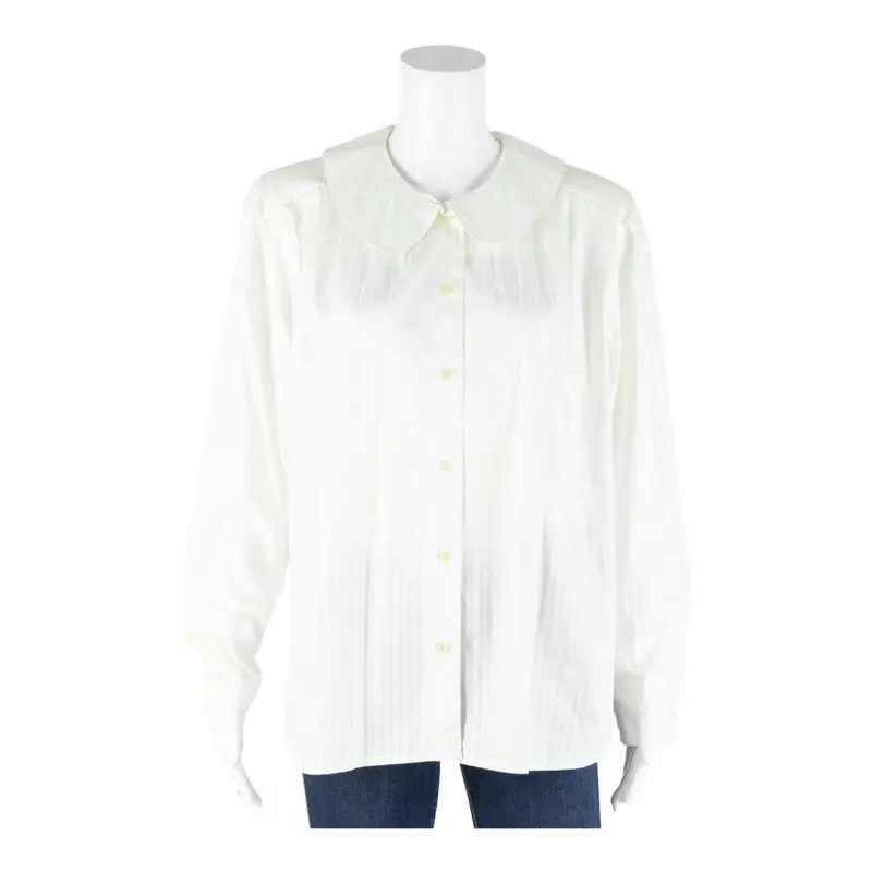 Von Daniels Womens Shirt White Collared Long Sleeve 90S Striped S 1