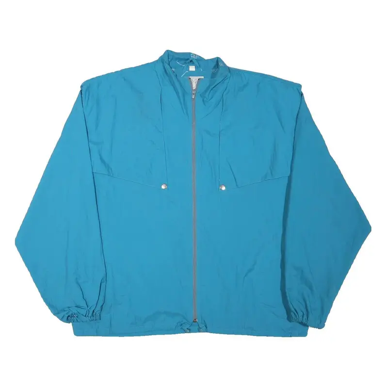 Vvc Mens Blue Jacket L Polyester Blend Plain Zip Lightweight Casual 1