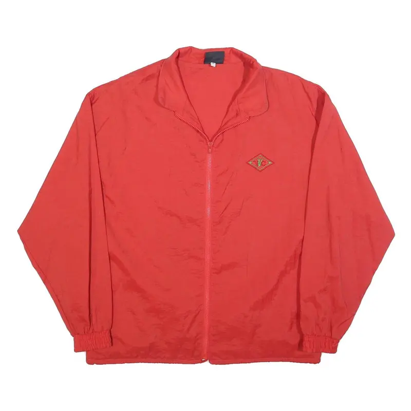 Vvc Mens Red Nylon Jacket S Plain Zip Lightweight Casual 1