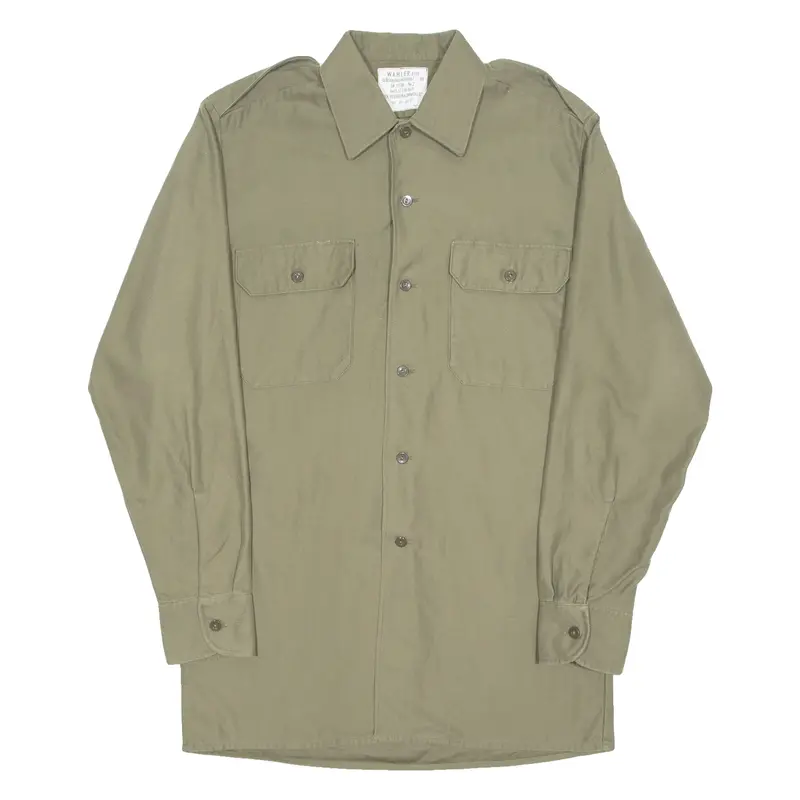 Wahler Mens Plain Shirt Green Long Sleeve Xl 1