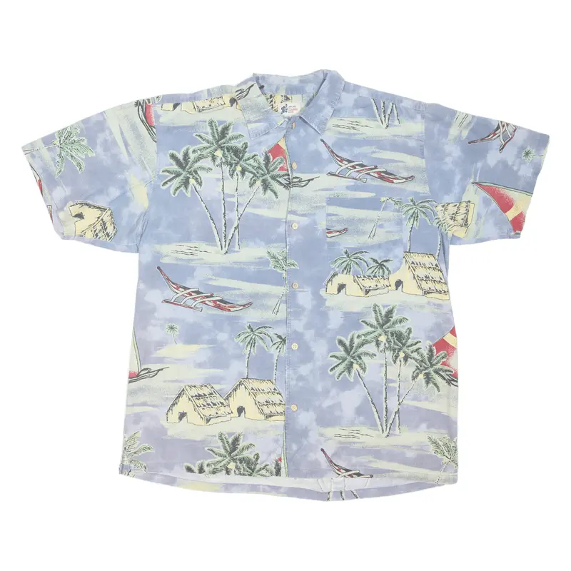 Waikiki Mens Shirt Blue Crazy Pattern L 1