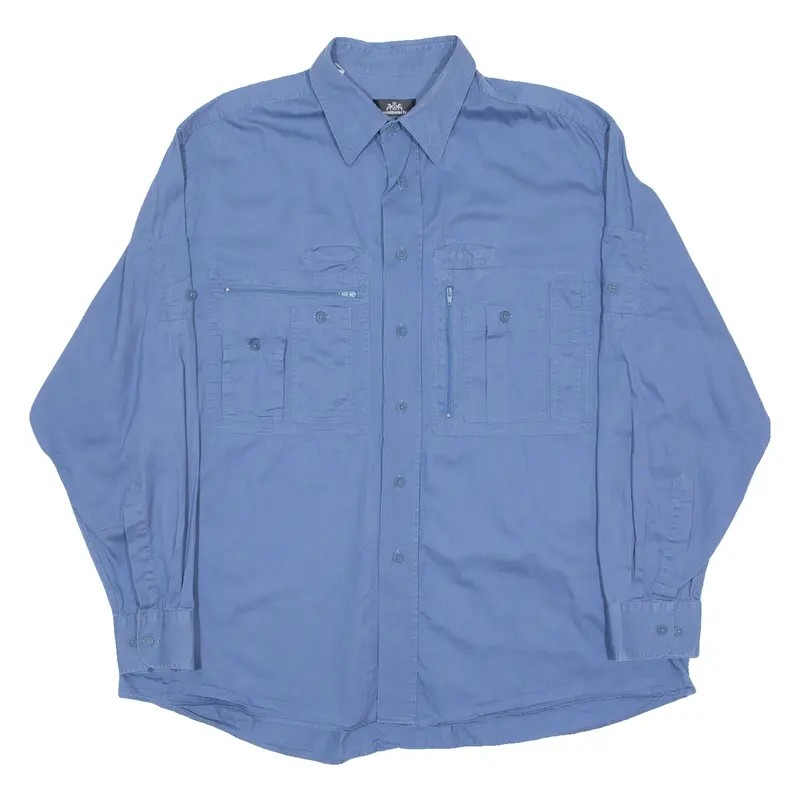 Walbusch Outdoors Mens Plain Shirt Blue Long Sleeve Xl 1
