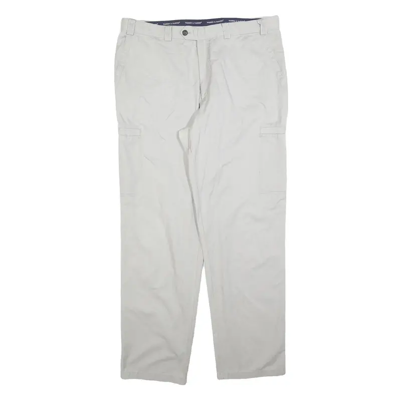 Warren & Parker Mens Cotton Blend Regular Straight Beige Trousers W40 L34 Casual 1