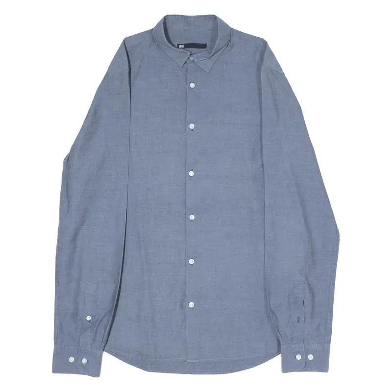 We Mens Plain Shirt Blue Long Sleeve M 1