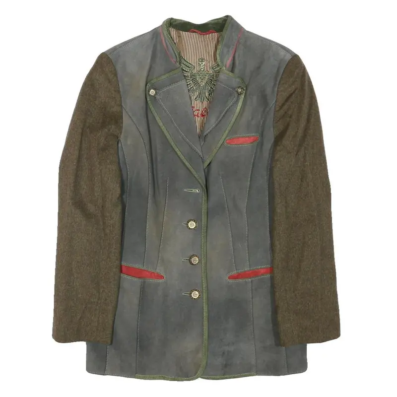 Weaeiei Womens Grey Green Red Wool Button Jacket S Blazer Tweed Sleeves Stylish 1