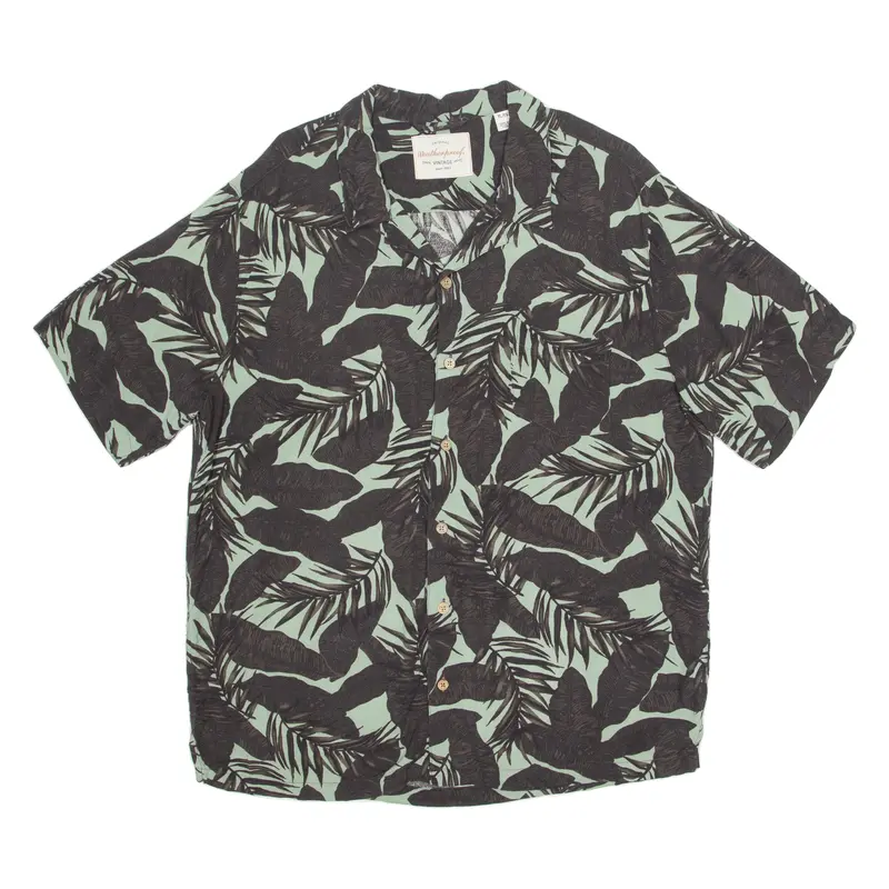 Weatherproof Mens Hawaiian Shirt Green Floral Xl 1