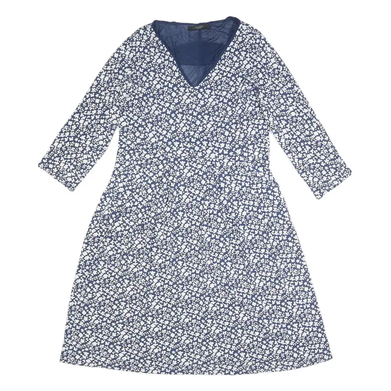 Weekend Max Mara Womens Blue & White Floral Day Dress Viscose Blend 3/4 Sleeve 1