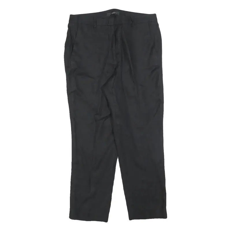 Weekend Max Mara Womens Linen Black Regular Straight Trousers W32 L28 1