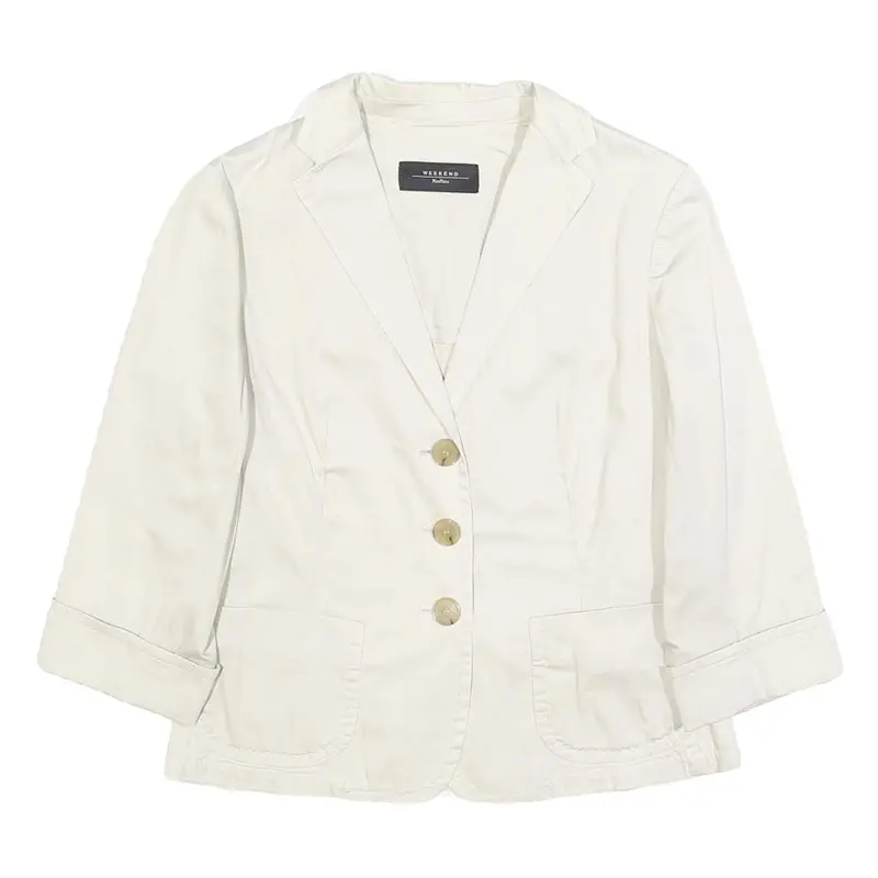 Weekend Max Mara Womens White Cotton Blend Casual Jacket S Button Plain 1