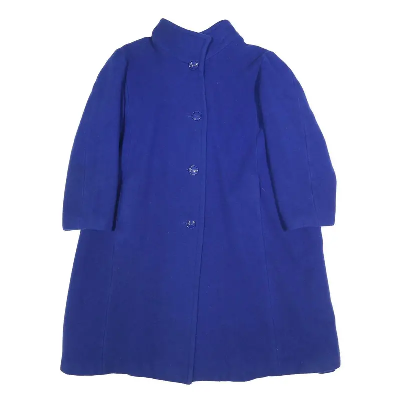 Weil Womens Blue Wool Button Jacket L Plain Elegant Classic Long Sleeve 1