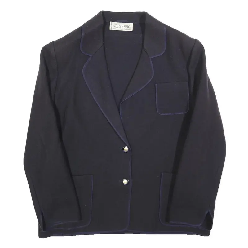 Weinberg Womens Black Button Wool Jacket M Classic Tailored Plain Button Up 1