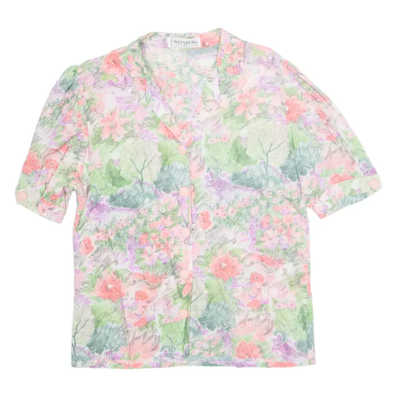 Weinberg Womens Printed Shirt Pink Collared Off Shoulder Floral M 1