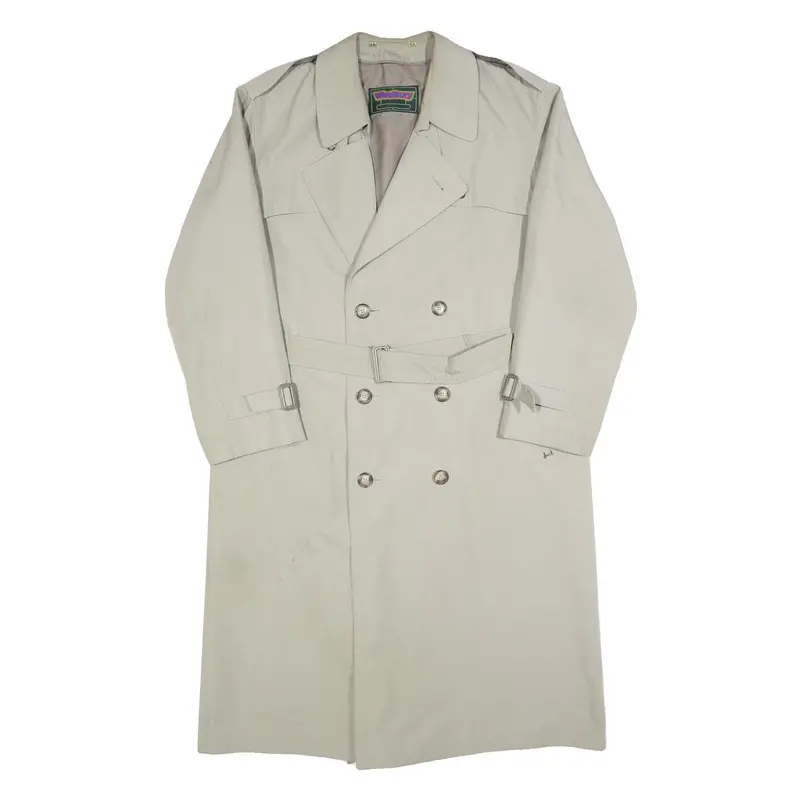 Westbury Mens Beige Double Breasted Trench Jacket L Cotton Classic Lightweight 1