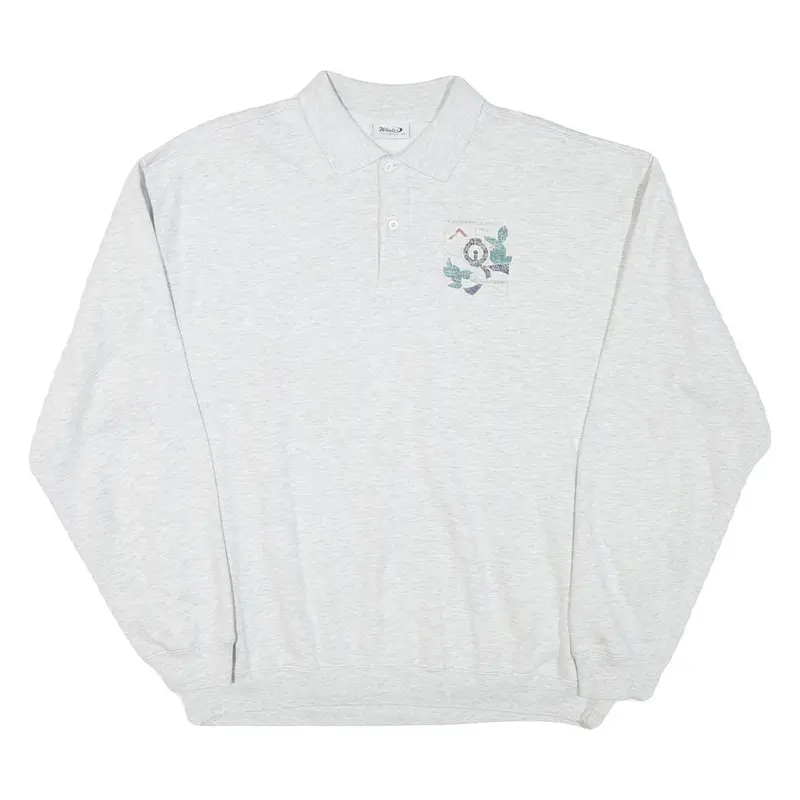 Whale Mens Grey Polo Collar Xl Sweatshirt Cotton Blend Casual Pullover 1
