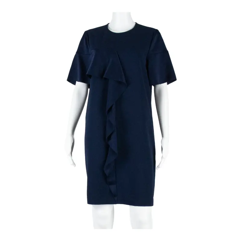 Whistles Frill Womens Shift Dress Blue Short Sleeve Knee Length Uk 10 1