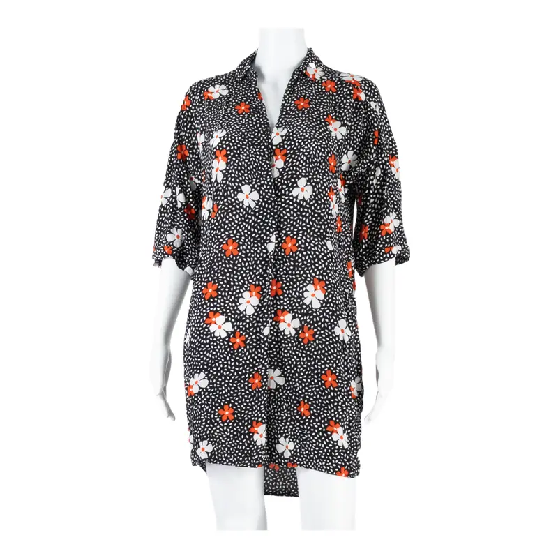 Whistles Oversized Womens Day Dress Black Floral Knee Length Xs 1