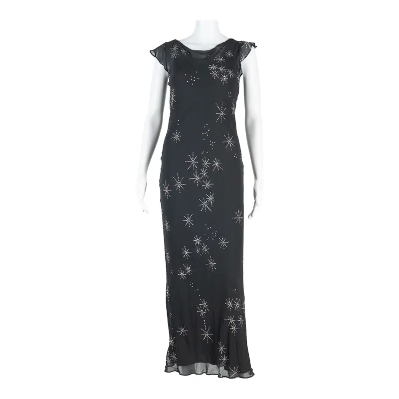Whistles Star Design Womens Maxi Dress Grey Viscose Sleeveless Long Uk 8 1
